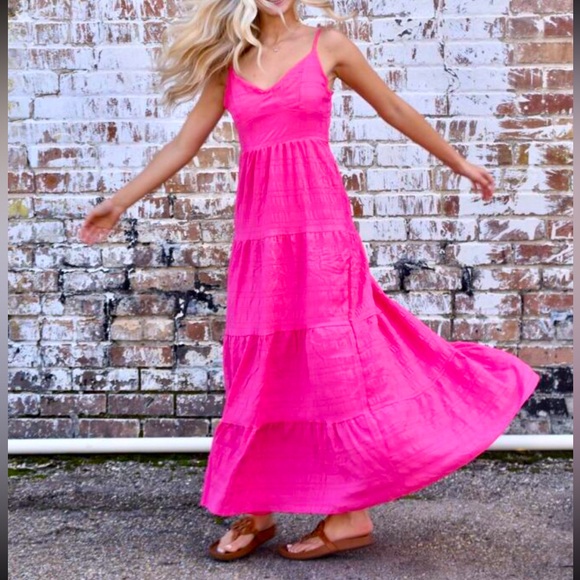 . Dresses & Skirts - NWOT Casual Vacation Bohemian Backless Strap Dress Hot Pink